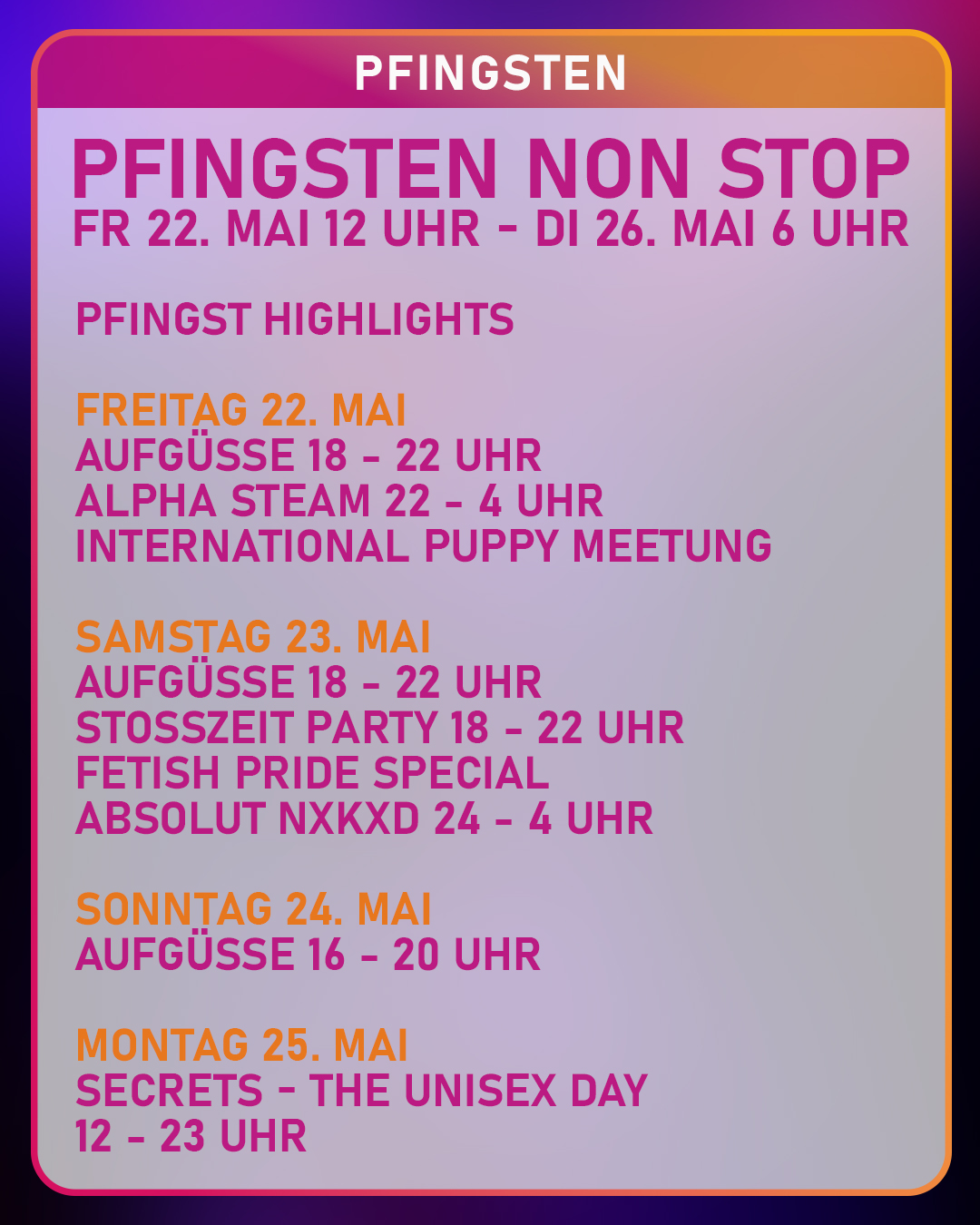 NEW INSTA – ANKÜNDIGUNGEN – MAI 2026